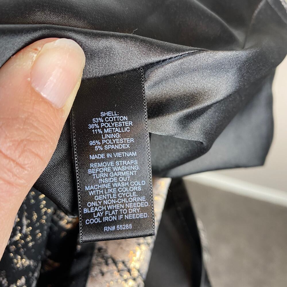 Express Black Gold Metallic Snakeskin Strapless Mini Dress Fit and Flare Size 6 - Picture 10 of 11